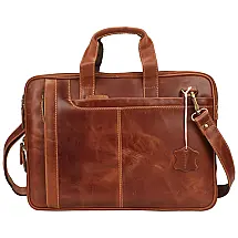 Bolsa Maleta de Couro Masculina para Laptop, PITAARA, Marrom Claro