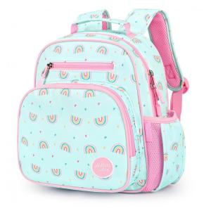 Mochila infantil arco-íris verde menta mibasies 7L para meninas 2 a 4 anos 30 cm