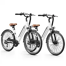 Bicicleta Elétrica Jasion YC1 ST Branca 1200W Motor Brushless Bateria Interna Removível 360Wh Pneus 66cm 7 Marchas Suspensão Dianteira 110V