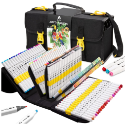 Kit de Canetas Profissionais Permanentes com Estojo e Bolsa para Transporte 160 Peças, VigorFun