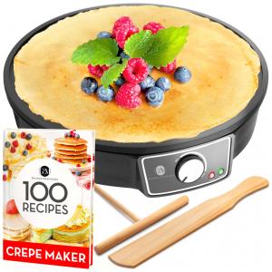 GM Máquina de Crepe Elétrica antiaderente, 1000W, 110v, GM KITCHEN ESSENTIALS COMINHKPR137463, Preto