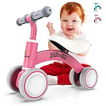 Bicicleta sem Pedal Infantil com 4 Rodas para Crianças de 1 a 4 Anos, URBANITE, Rosa