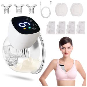 Bomba Tira Leite Unica Elétrica Portátil com 3 Modos e 9 Níveis, Branca, SOPEWOD, Branco