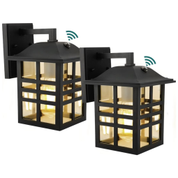 Arandela Luminária Clássica Externa de Parede à prova dágua com Sensor, Base E26, 2 Unidades, KADISION COT01421E26PH0001, Preto