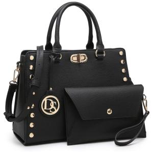 Bolsa Feminina de Ombro com Alça Superior e Carteira de Mão, DASEIN XL 23 7579 BK FBA, Preto
