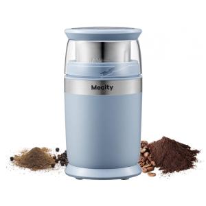 Moedor de Café Elétrico em Aço Inoxidável com 6 Lâminas e Tigela de Aço Inoxidável, 110V 200W, Mecity, Azul