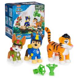 Bonecos de Ação Jungle Pups Chase, Tracker & Tiger 5 cm de Altura com Lançador de Projéteis para Crianças Acima de 3 Anos, Patrulha Canina
