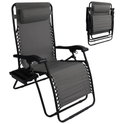 Piamomso Cadeira Reclinável Ajustável Gravidade Zero com Apoio de Cabeça e Porta Copos, Cinza