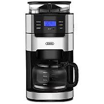 Cafeteira Elétrica Programável 1.5L com Moedor Embutido e Painel Digital, 950W, 110v, GEVI 1025, Preto