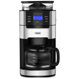 Cafeteira Elétrica Programável 1.5L com Moedor Embutido e Painel Digital, 950W, 110v, GEVI 1025, Preto