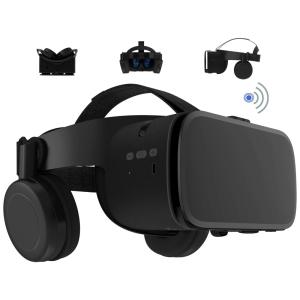 Óculos de Realidade Virtual 3D com Fones de Ouvido e Blutooth para Celulares de até, LONGLU 39 QU124 125, Preto