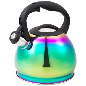 GS 04048 A 730G Chaleira de Chá 3L, com Apito, Aço Inoxidável, Arco Iris, HAUSROLAND, Azul