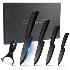 Conjunto de Facas em Cerâmica com Bloco de Bancada Multiníve 6 Peças, CORESLUX, Preto