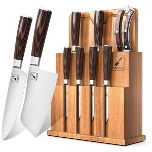 Conjunto de Facas com Bloco de Bancada e Tábua, 15 Peças, IMARKU, Marrom Escuro