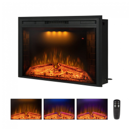 Lareira Elétrica de Embutir A69x101L com Controle Remoto e Chamas Ajustavel, 110V 1500W, Benrocks, Preta