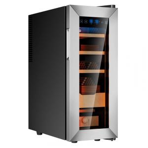 Umidor KingChii para Controle de Temperatura e Umidade de 35 Litros com Umidificador Integrado, Prateleiras de Cedro Espanhol e Gaveta