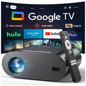 Projetor 4K GooDee Preto Google TV WiFi 6 Bluetooth Dolby 1080P