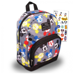 Mini Mochila Escolar Infantil 25cm Disney Mickey para Meninos e Meninas, Cinza