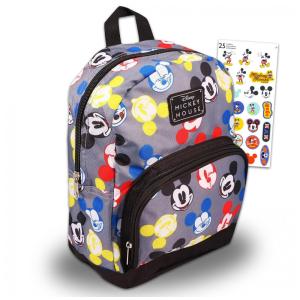 Mini Mochila Escolar Infantil 25cm Disney Mickey para Meninos e Meninas, Cinza