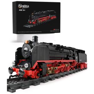 Kit de Construção Trem a Vapor BR01 com 1173 Peças, Nifeliz, Preto e Vermelho