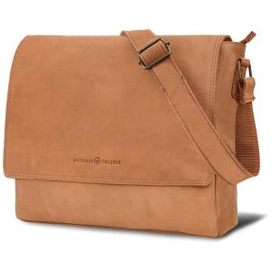 Bolsa Maleta de Couro Masculina para Laptop, ANTONIO VALERIA, Marrom