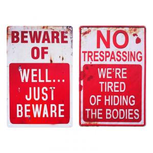 Kit de Placas com Avisos Aterrorizantes para Decoração de Halloween, 2 UN