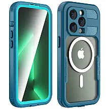 Capa para Iphone 14 Pro com Protetor de Tela Embutido e à Prova dÁgua, Zimu Joy, Azul