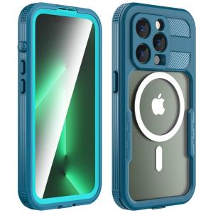 Capa para Iphone 14 Pro com Protetor de Tela Embutido e à Prova dÁgua, Zimu Joy, Azul