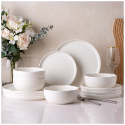 Aparelho de Jantar de Cerâmica AmorArc, Com Design Elegante de Borda Ondulada em Cerâmica, Resistente a Rachaduras e Quebras