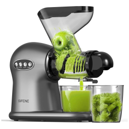 Centrifuga de Frutas Prensa Fria com Mastigação Lenta, Sem BPA e Função Anti-Entupimento, 110V 200W, SIFENE, Cinza