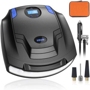 UMUM Mini Compressor de Ar Elétrico Automotivo, portátil 12V 150 PSI c/ Luz LED e Desligamento Automático.