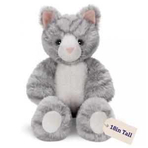 Pelúcia Gato para Crianças Maiores de 1 Ano, VERMONT TEDDY BEAR ABFW18006A, Cinza