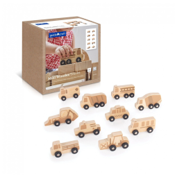 Conjunto de caminhões de madeira mini Guidecraft Mini Wooden Trucks com 10 veículos
