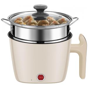 Panela Elétrica Multifuncional 1,6 Litros com Revestimento Antiaderente e Proteção Contra Superaquecimento, 110V 600W, Janoiuc, Bege