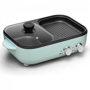 Combinação de panela quente interna com churrasqueira elétrica, fogão elétrico multifuncional de capacidade, controle de temperatura