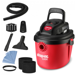 Aspirador de Pó Portátil de 9,48L, Úmido e Seco com Alça Dobrável e Suporte, 110V 1200W Shop Vac, Vermelho