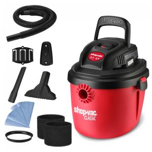 Aspirador de Pó Portátil de 9,48L, Úmido e Seco com Alça Dobrável e Suporte, 110V 1200W Shop Vac, Vermelho