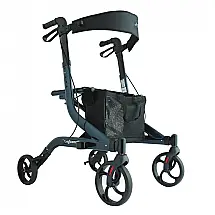 Andador Medline em Alumínio Estilo Europeu Dobrável com Encosto, Suporta 136kg, Azul Marinho para Recuperação de Cirurgia nos Pés e Pernas
