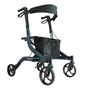 Andador Medline em Alumínio Estilo Europeu Dobrável com Encosto, Suporta 136kg, Azul Marinho para Recuperação de Cirurgia nos Pés e Pernas