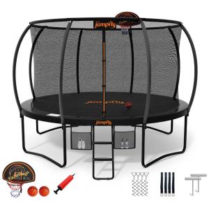 Cama Elastica Capacidade até 150 kg com Cesta de Basquete e Bolsa de zenamento, Jumpfly, Preto