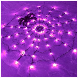 Pisca Pisca Teia de Aranha 80 LED com 8 Modos para Decoração de Halloween, Roxo