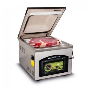 Seladora a Vácuo Automática Profissional para Alimentos Secos e Úmidos em Aço Inoxidável, 110V 370W, Vacmaster VP230, Preta e Prata