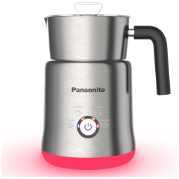 Espumador de Leite Elétrico, Capacidade 130 mL, Aço Inox e Indicadores de LED, 110v, PANSONITE NPJ 02, Prateado