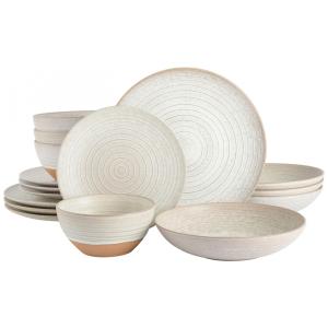 Aparelho de Jantar com 16 Peças em Cerâmica Faiança Reativa, Gibson Dreamweaver, Creme