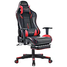 GTRACING Cadeira Gamer Ergonômica Ajustável com Apoio para os Pés, Vermelho e Preta
