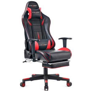 GTRACING Cadeira Gamer Ergonômica Ajustável com Apoio para os Pés, Vermelho e Preta