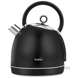 Chaleira Elétrica de 1.7L, Aço Inoxidável, 1500W, 110v, YUNLEEN, Preto