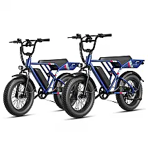 Bicicleta elétrica Jasion RetroVolt kit 2 unidades azul 20x4 suspensão dupla freio hidráulico motor 1500W pico bateria 48V 13Ah 70 km 7