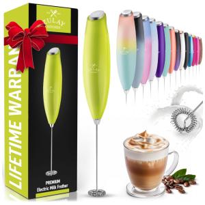 Espumador Elétrico de Leite a Bateria, Limão, ZULAY KITCHEN No Stand 12,500 RPM, Verde Limão