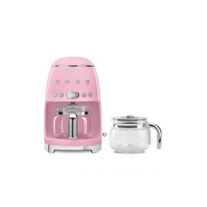 Cafeteira Smeg DCF02 com Jarra de Vidro Extra DCFC01 10 Xícaras - Início Automático, Função de Manter Aquecido, Design Retrô Anos 1950 Rosa
